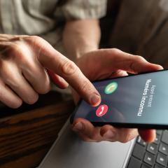 Personne qui refuse un appel entrent sur son téléphone cellulaire